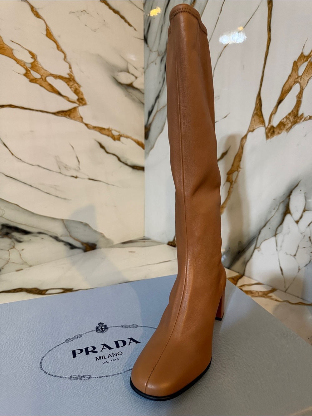 PRADA CALZATURE DONNA CARAMEL NAPPA LEATHER SOZE EU 36.5 - Picture 5 of 15